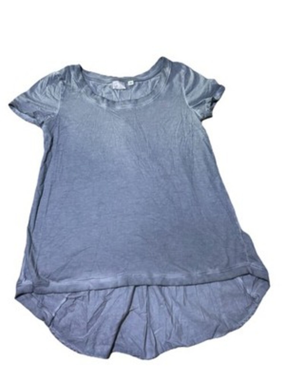 Anthropologie 9-H15-STCL Blue Gre High Low Peplum Top Women's Small Short Sleeve